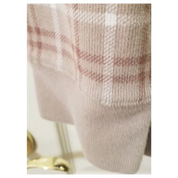 EC-Lands End 1/4 Zip Long Sleeve Pullover Men's XL 46-48 Beige Plaid Mock Neck - Picture 4 of 7